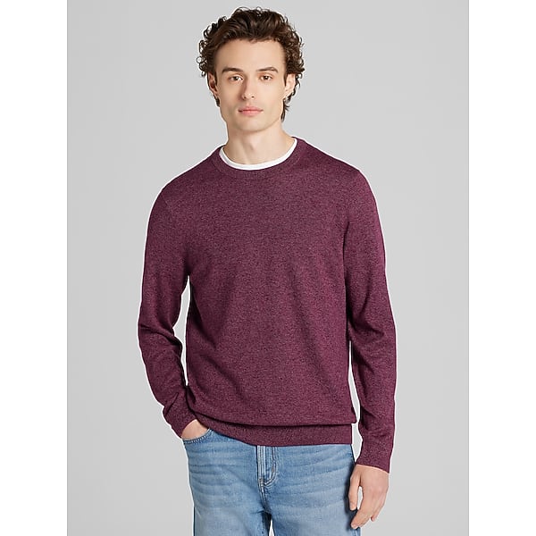Wilke-Rodriguez Big & Tall Men's Marled Crew Neck Sweater Burgundy - Size: XXL