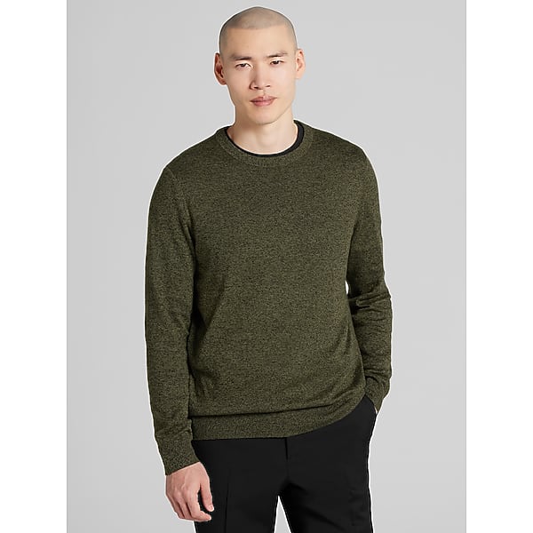 Wilke-Rodriguez Big & Tall Men's Marled Crew Neck Sweater Olive - Size: 3XLT