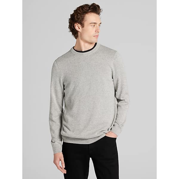 Wilke-Rodriguez Big & Tall Men's Marled Crew Neck Sweater Light Grey - Size: 3X