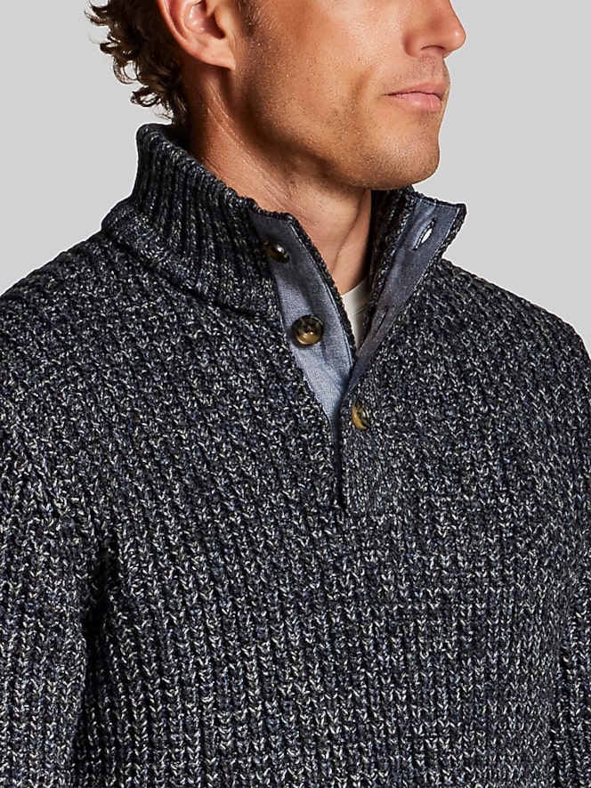 Weatherproof Vintage Textured Mixy Quarter-Button Sweater