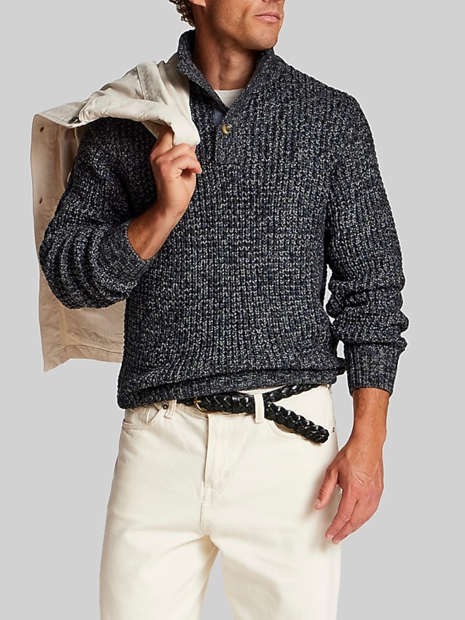 Weatherproof Vintage Textured Mixy Quarter-Button Sweater