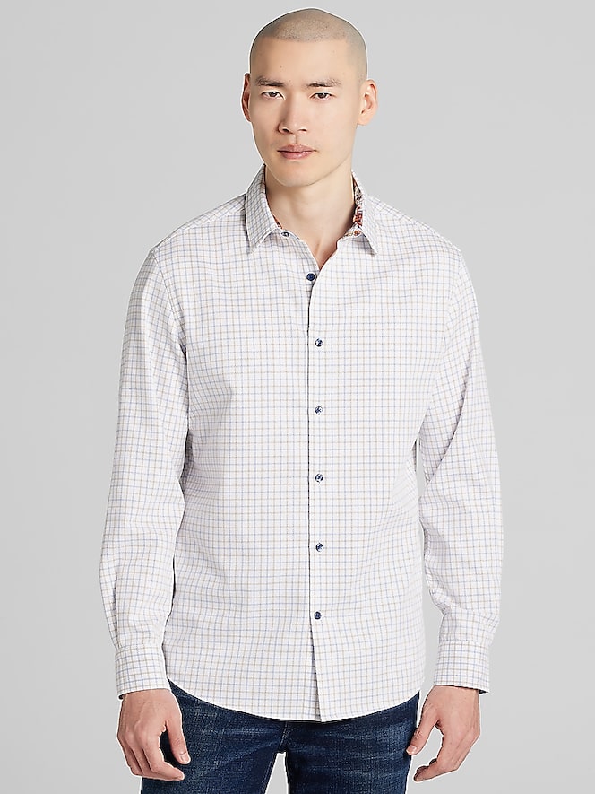 Men's Wearhouse Modern Fit Grid Pattern Button Up Shirt