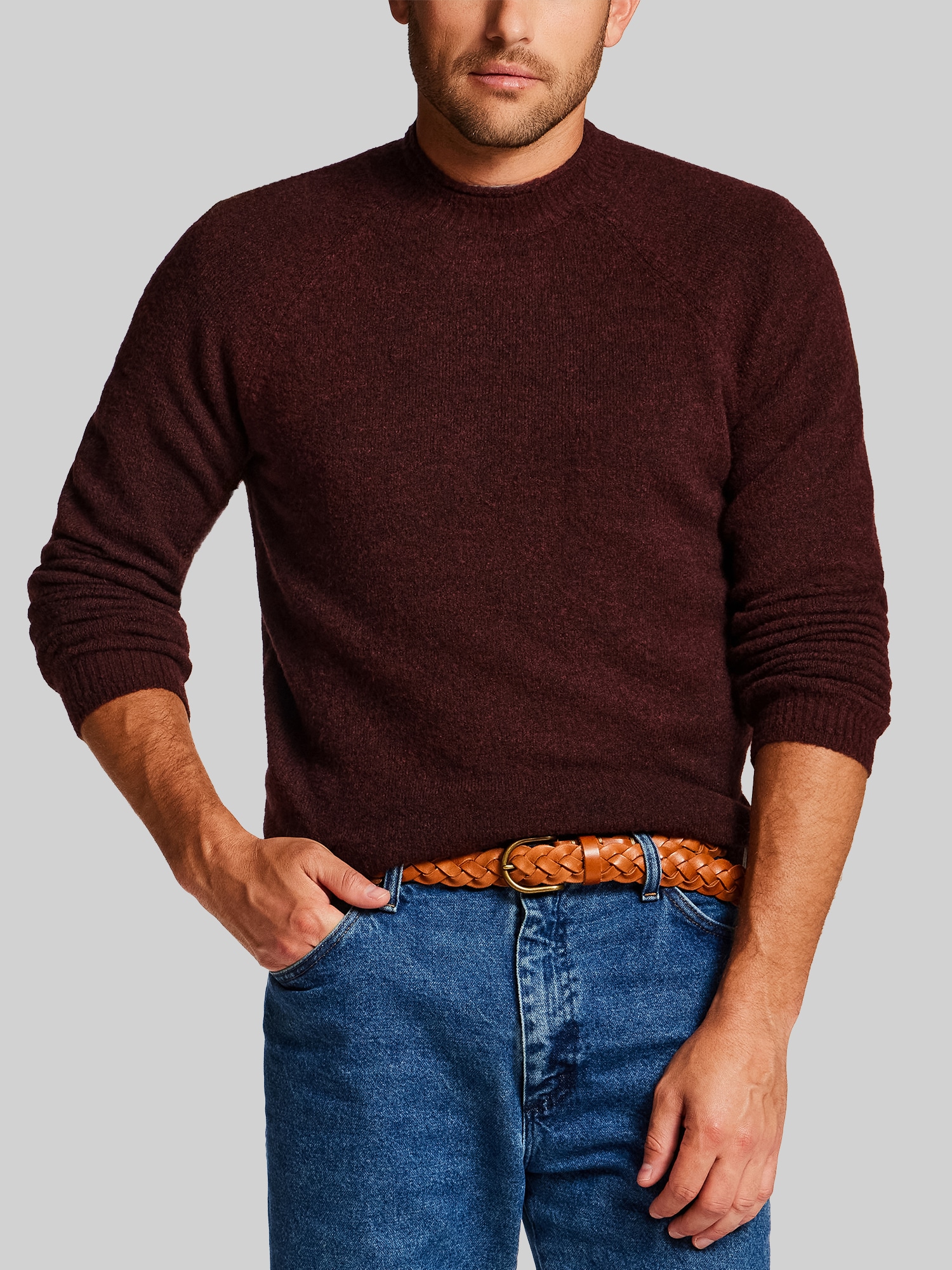 Regular Fit Boucle Knit Roll Neck Sweater
