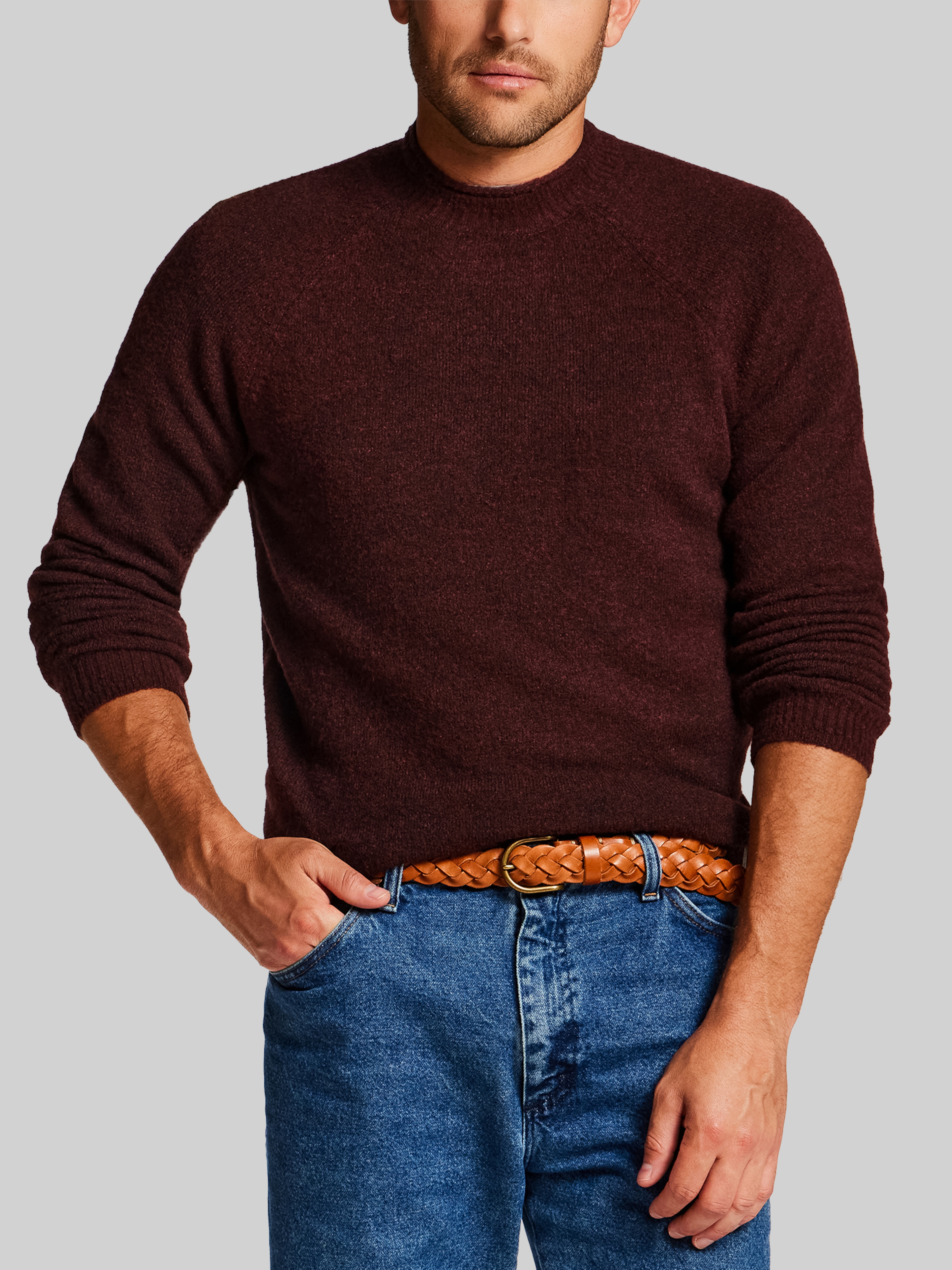 Regular Fit Boucle Knit Roll Neck Sweater