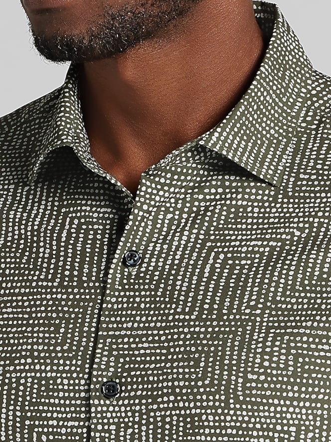 Awearness Kenneth Cole Slim Fit Dotted Pattern 4-Way Stretch Button Up Shirt