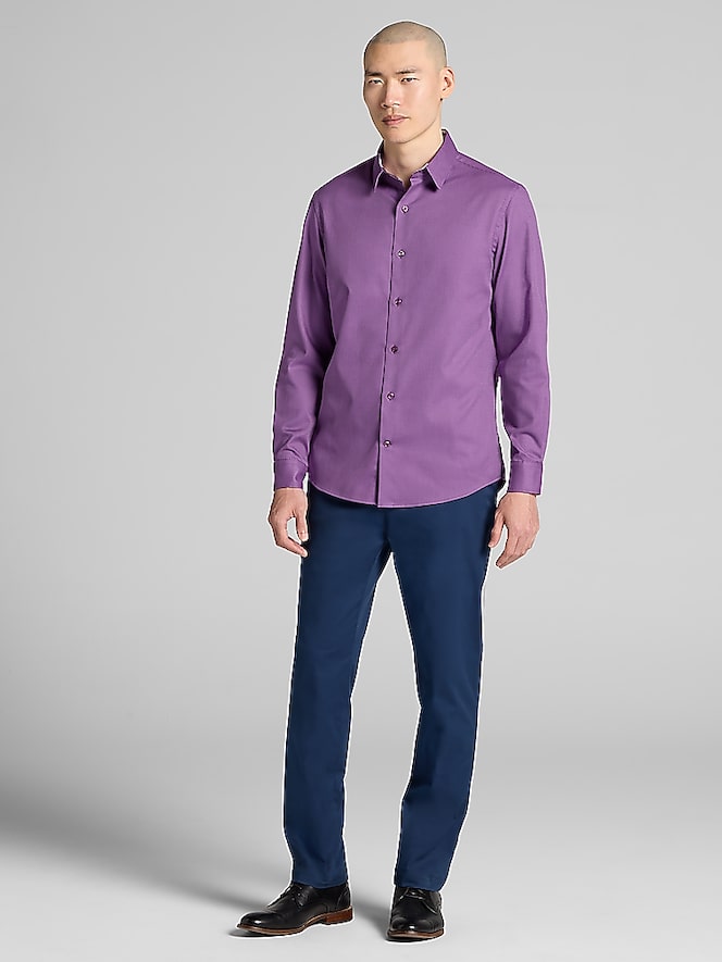 Men's Wearhouse Modern Fit Button Up Shirt, Purple - Image 3 of 4