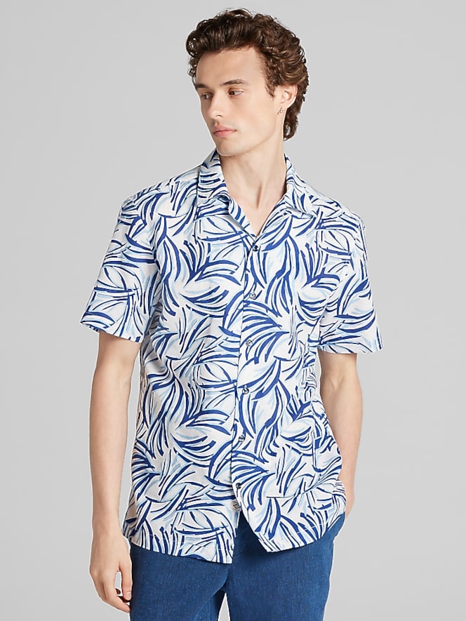 Joseph Abboud Modern Fit Tropical Resort Short Sleeve Shirt