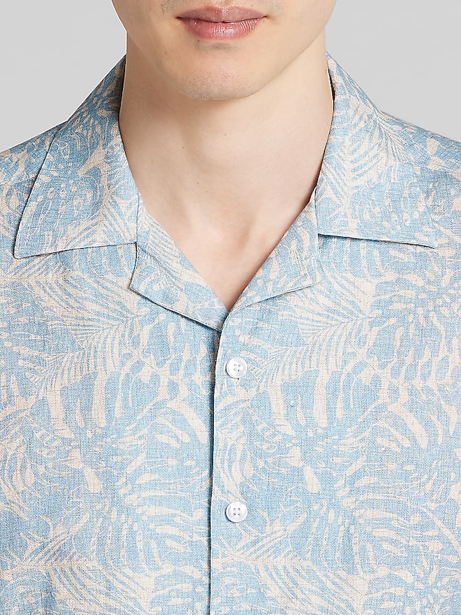 Joseph Abboud Modern Fit Tropical Pattern Camp Shirt