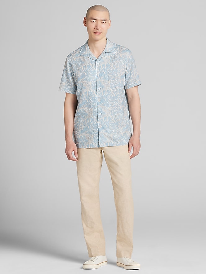 Joseph Abboud Modern Fit Tropical Pattern Camp Shirt