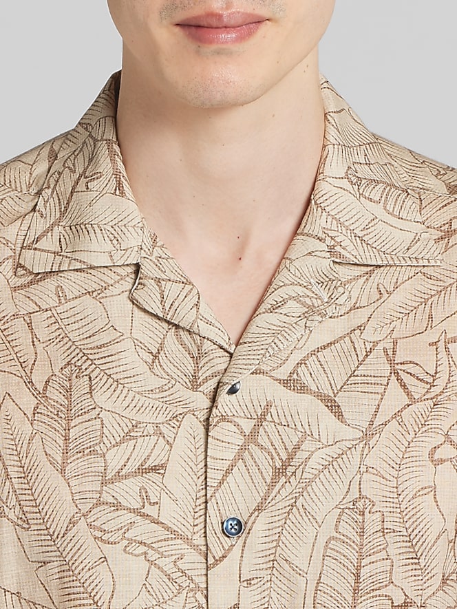 Joseph Abboud Modern Fit Tropical Pattern Camp Shirt