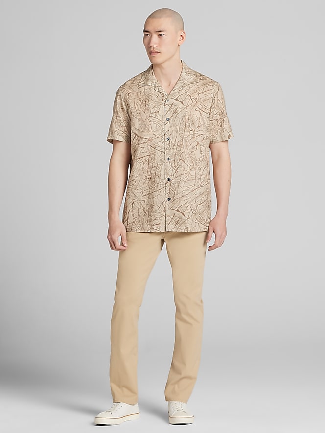 Joseph Abboud Modern Fit Tropical Pattern Camp Shirt