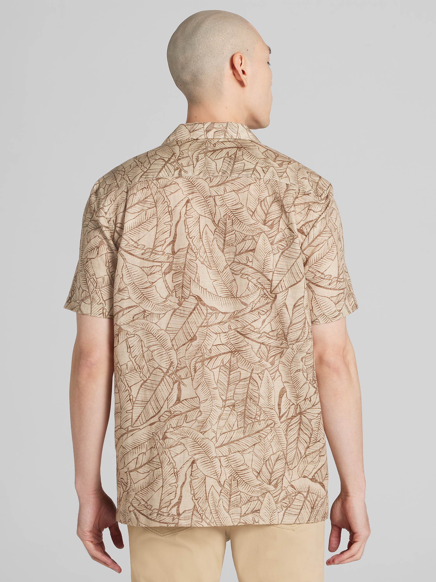 Modern Fit Tropical Pattern Camp Shirt