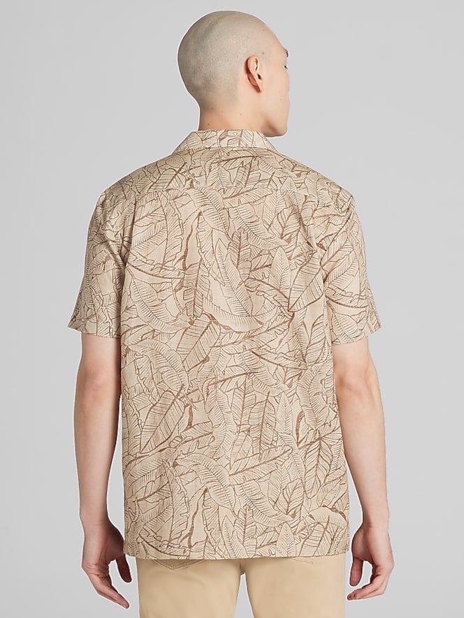 Joseph Abboud Modern Fit Tropical Pattern Camp Shirt