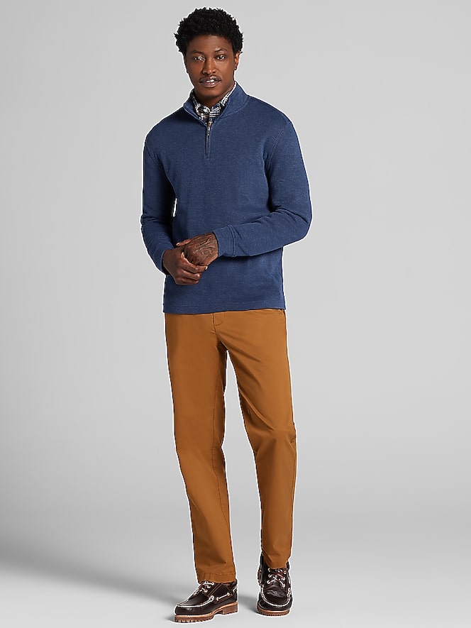 Joseph Abboud Luxe Cotton Ribbed Quarter-Zip Sweater