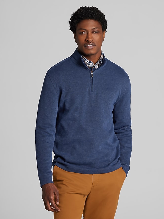Joseph Abboud Luxe Cotton Ribbed Quarter-Zip Sweater
