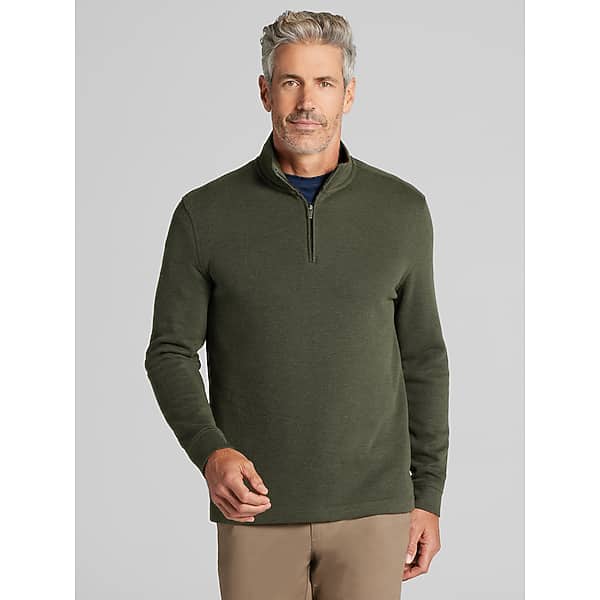 Joseph Abboud Big & Tall Men's Luxe Cotton Ribbed Quarter-Zip Rosin Heather - Size: 2X