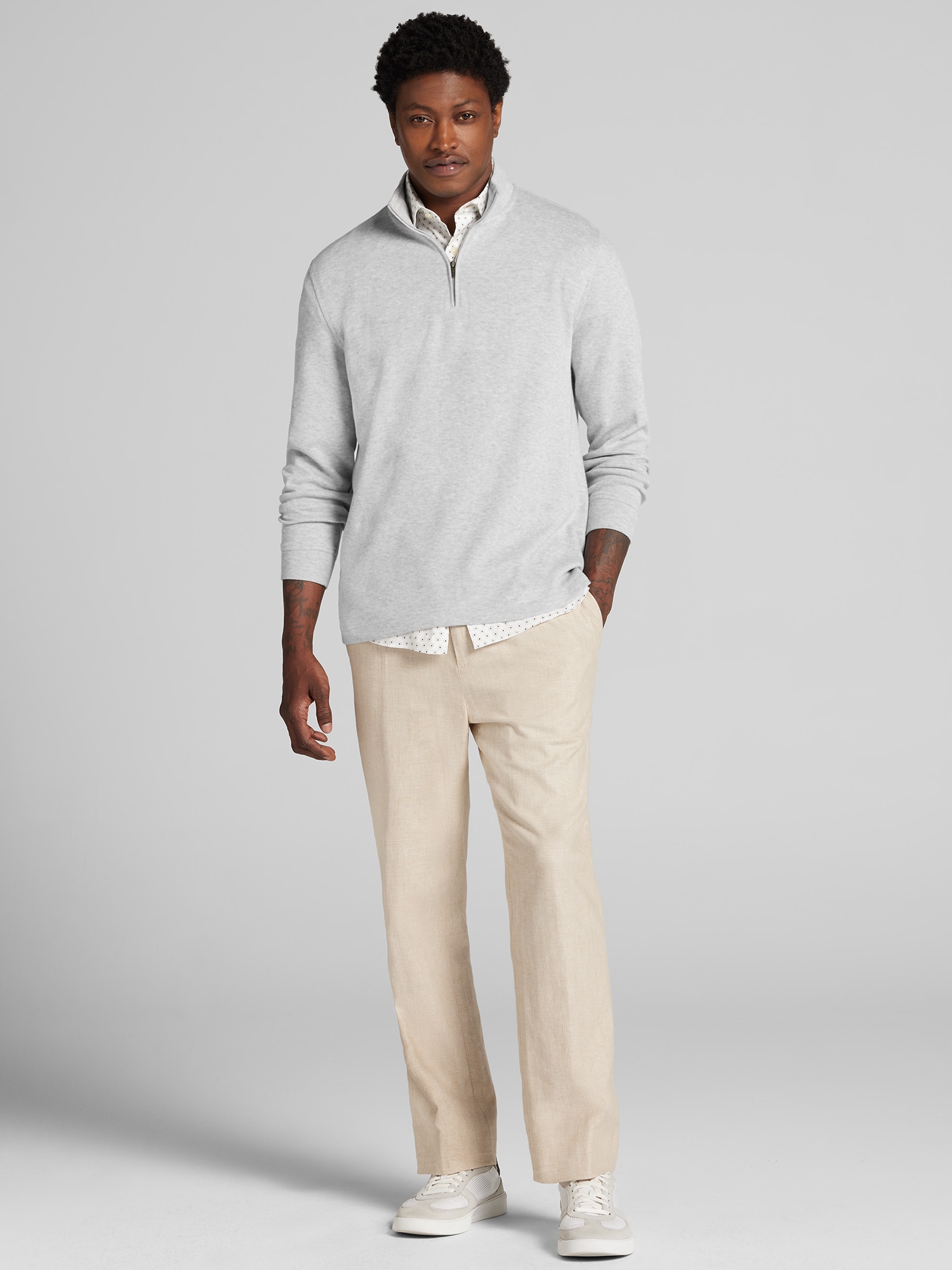 Luxe Cotton Ribbed Quarter-Zip Sweater