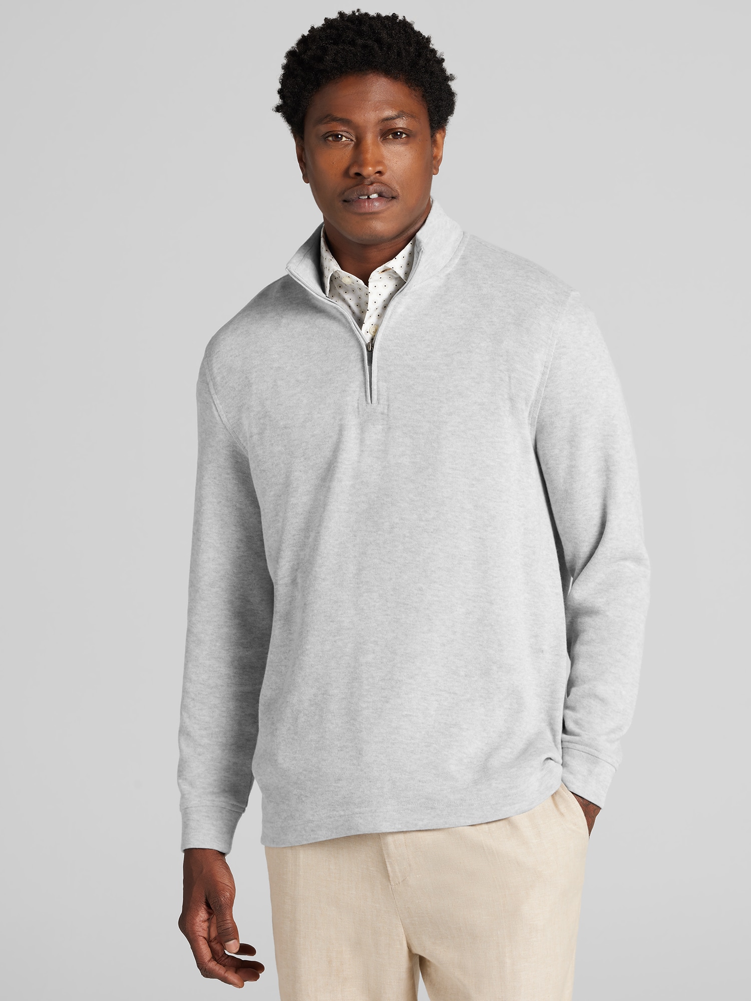 Luxe Cotton Ribbed Quarter-Zip Sweater