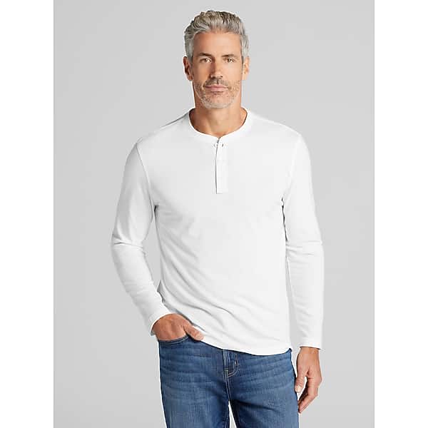 Wilke-Rodriguez Big & Tall Men's Modern Fit Henley White - Size: LT