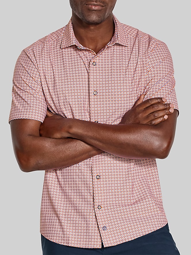 Johnston &Amp; Murphy Regular Fit XC+ Motion Short Sleeve Print Knit Shirt