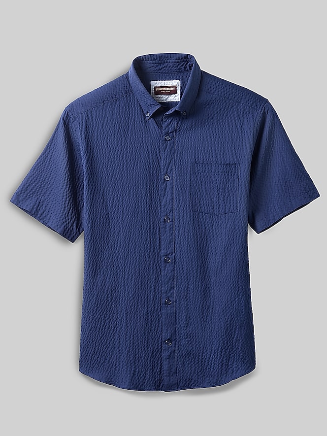 Johnston &Amp; Murphy Regular Fit Leland Seersucker Short Sleeve Button Up Shirt