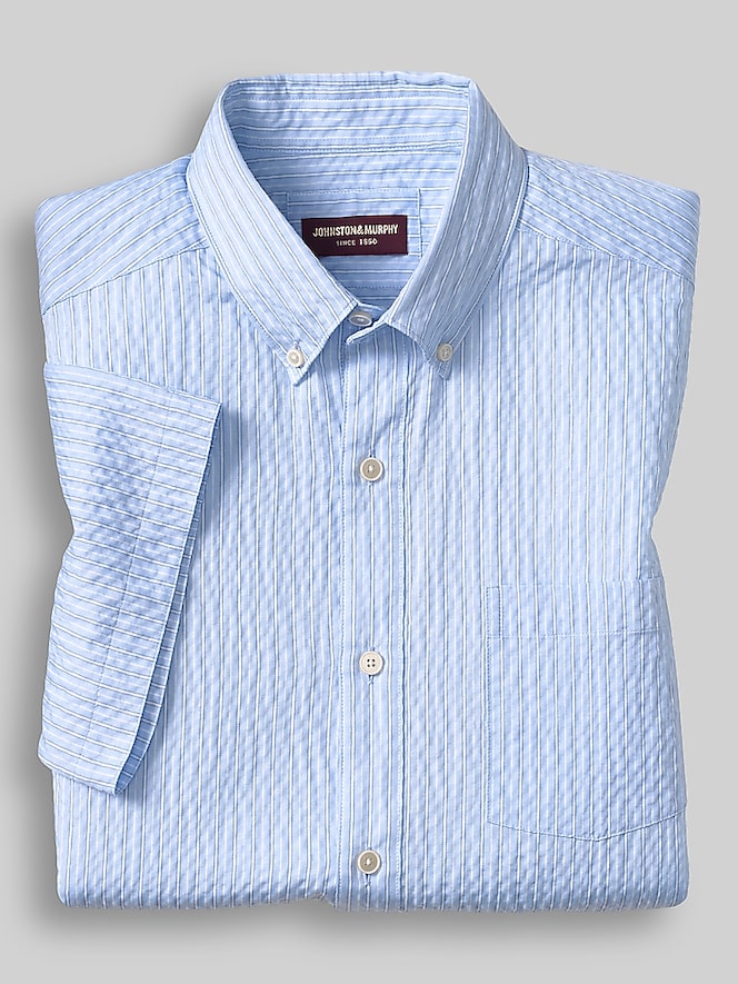 Johnston &Amp; Murphy Leland Seersucker Short Sleeve Button Up Shirt