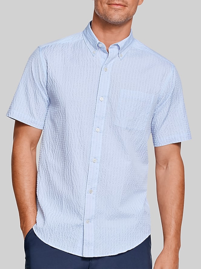 Johnston &Amp; Murphy Leland Seersucker Short Sleeve Button Up Shirt