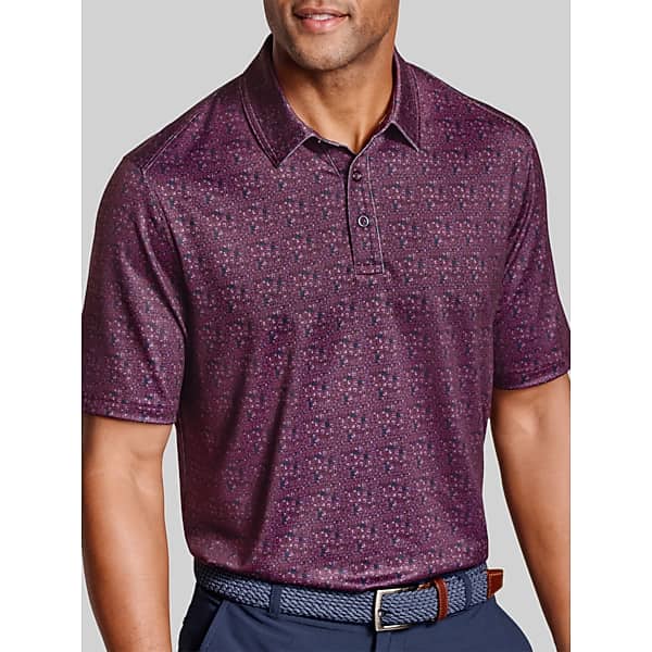 Johnston & Murphy Men's Regular Fit XC+ Ace 4-Way Stretch Performance Polo Burgundy - Size: XL