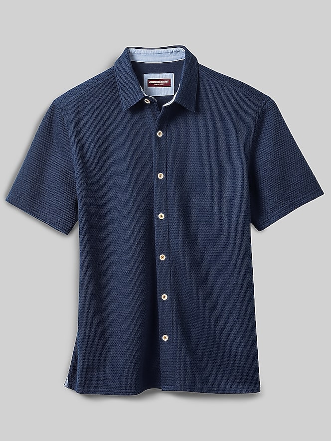 Johnston &Amp; Murphy Regular Fit Linden Textured Short Sleeve Button Up Shirt