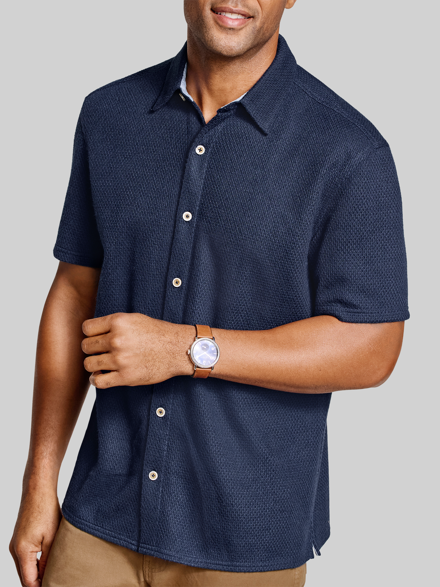 Regular Fit Linden Textured Short Sleeve Button Up Shirt