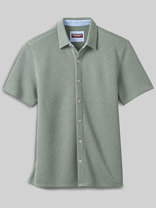 Johnston &Amp; Murphy Regular Fit Linden Textured Short Sleeve Button Up Shirt