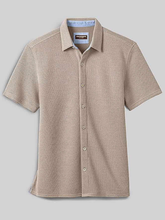 Johnston &Amp; Murphy Regular Fit Linden Textured Short Sleeve Button Up Shirt