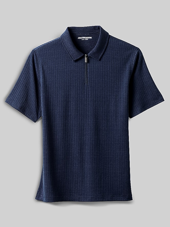 Johnston &Amp; Murphy Regular Fit Finn 4-Way Stretch Ribbed Zip Polo