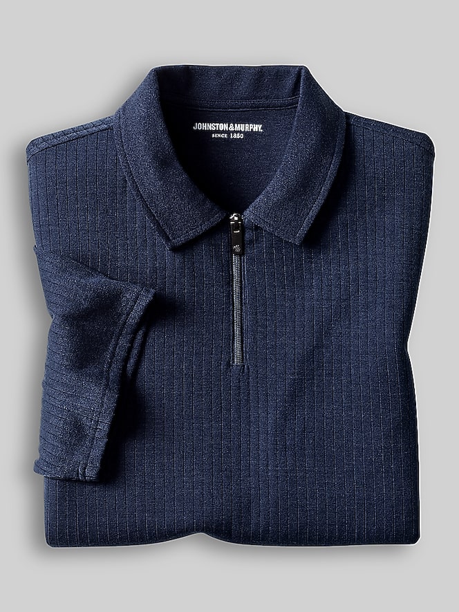 Johnston &Amp; Murphy Regular Fit Finn 4-Way Stretch Ribbed Zip Polo