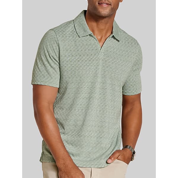 Johnston & Murphy Men's Regular Fit Sedona 4-Way V‑Neck Polo Green - Size: Large