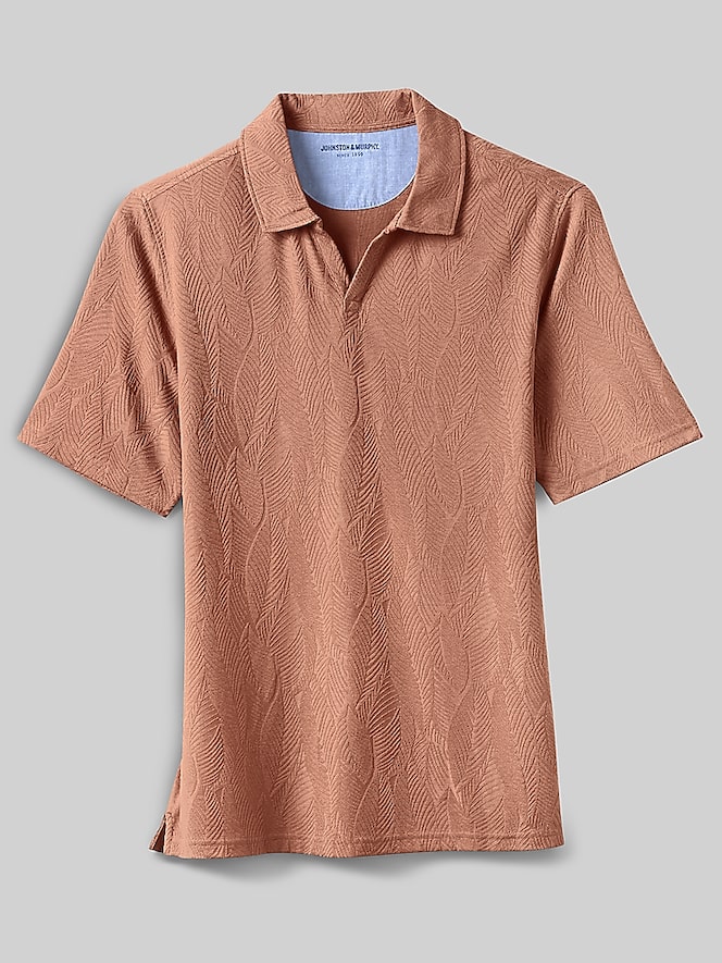 Johnston &Amp; Murphy Regular Fit Sedona 4-Way V‑Neck Polo, Nutmeg - Image 2 of 3