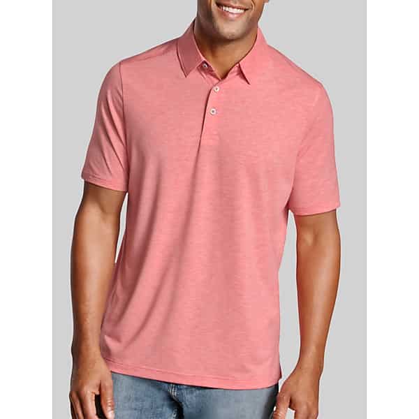 Johnston & Murphy Men's Regular Fit XC+ Apex 4-Way Stretch Performance Polo Coral - Size: Medium