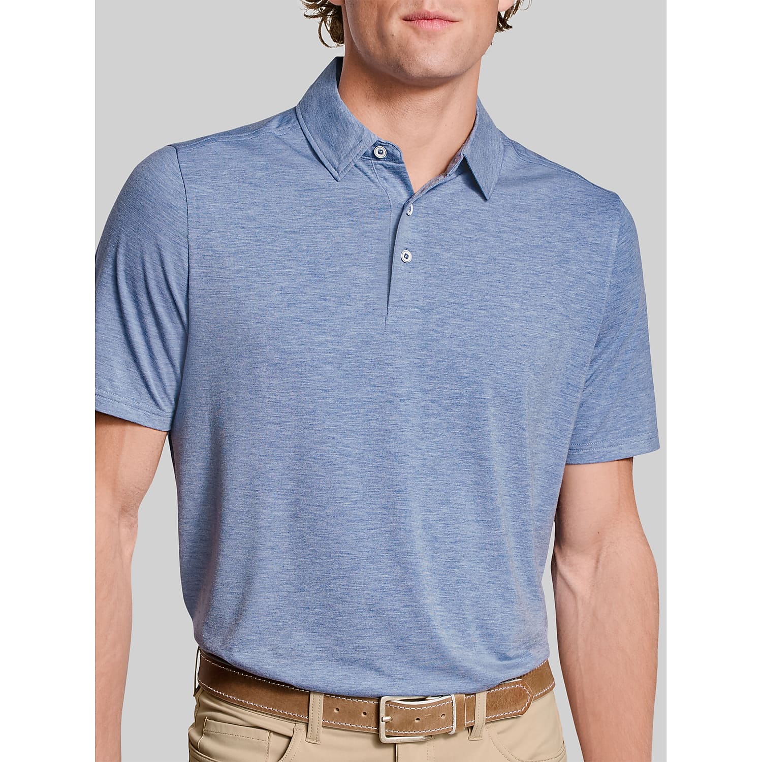 Johnston & Murphy XC+ Apex Men’s Regular Fit 4-Way Stretch Performance Polo Shirt in Blue, Size XL