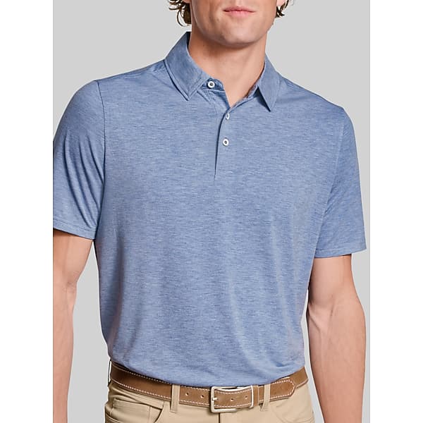 Johnston & Murphy XC+ Apex Men’s Regular Fit 4-Way Stretch Performance Polo Shirt in Blue, Size XL