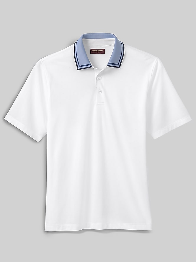Johnston &Amp; Murphy Regular Fit Tipped Collar Polo, White - Image 2 of 3