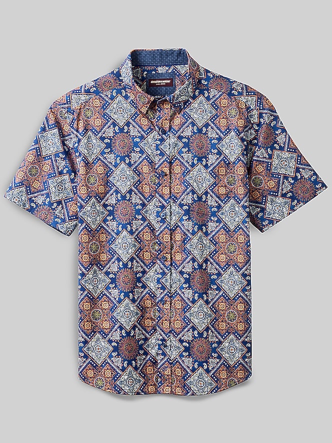 Johnston &Amp; Murphy Regular Fit Logan Printed Short Sleeve Button Up Shirt