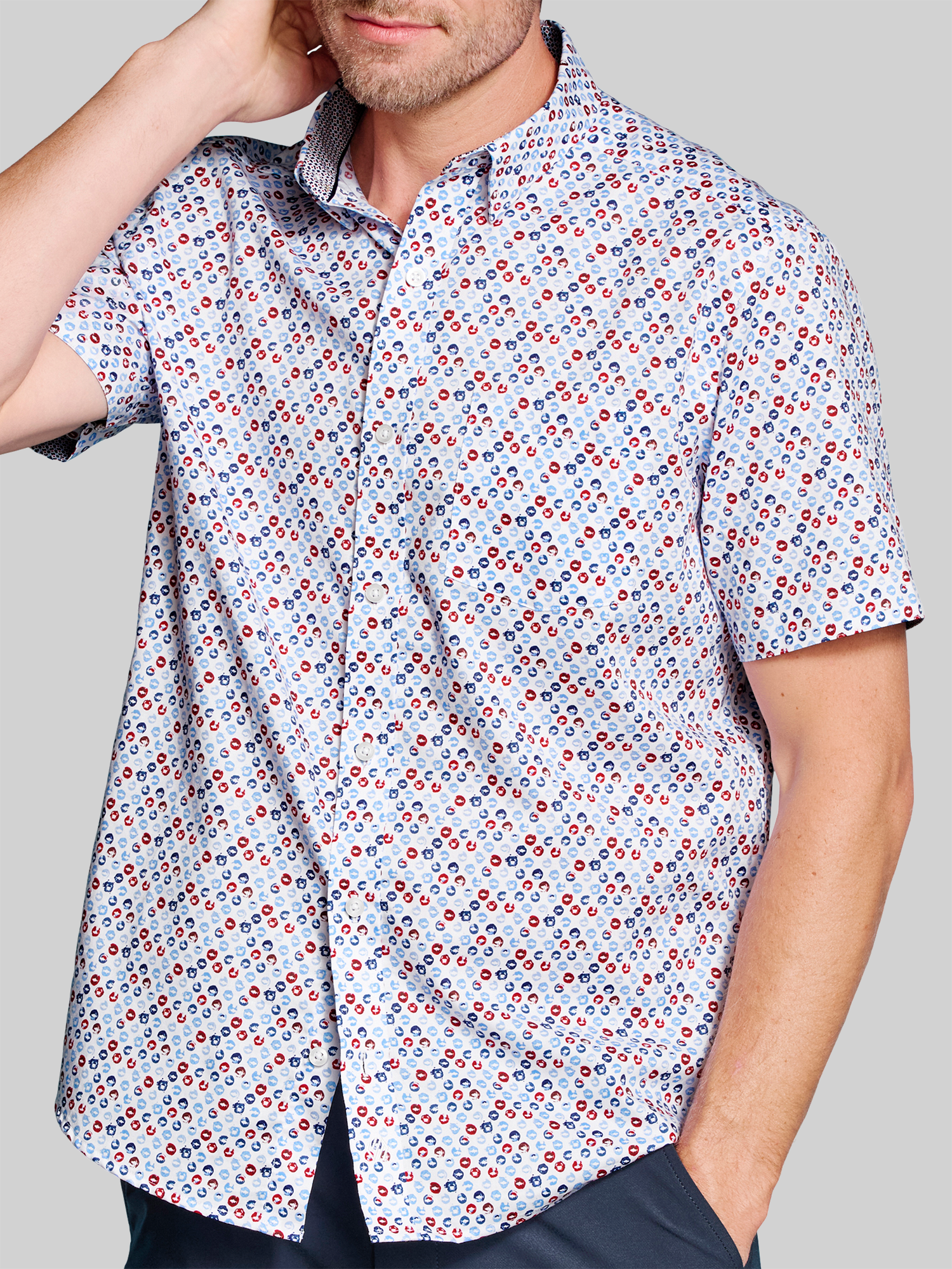 Regular Fit Logan Printed Short Sleeve Button Up Shirt