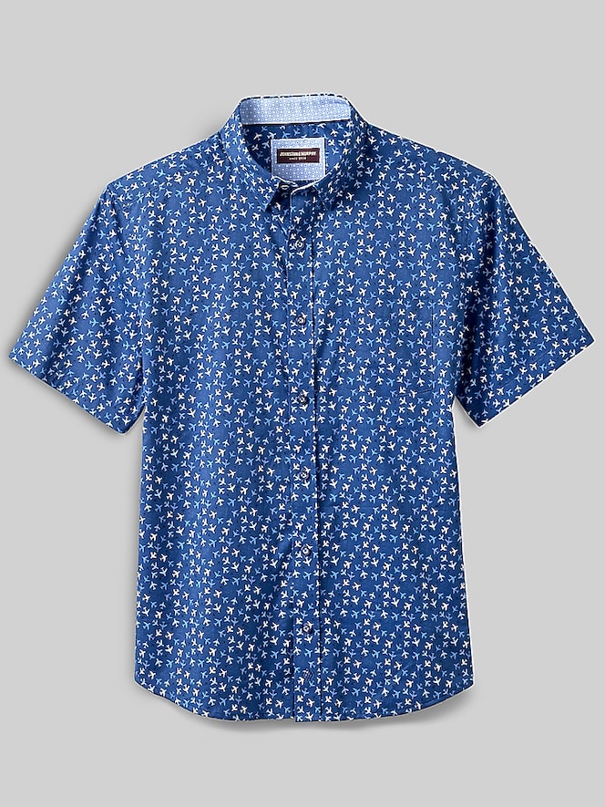 Johnston &Amp; Murphy Regular Fit Logan Printed Short Sleeve Button Up Shirt