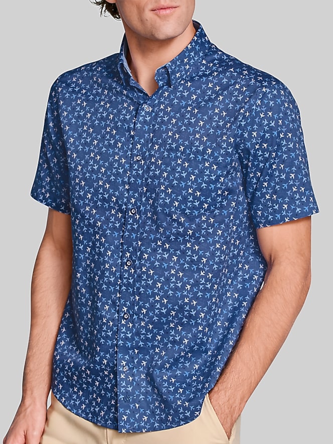 Johnston &Amp; Murphy Regular Fit Logan Printed Short Sleeve Button Up Shirt