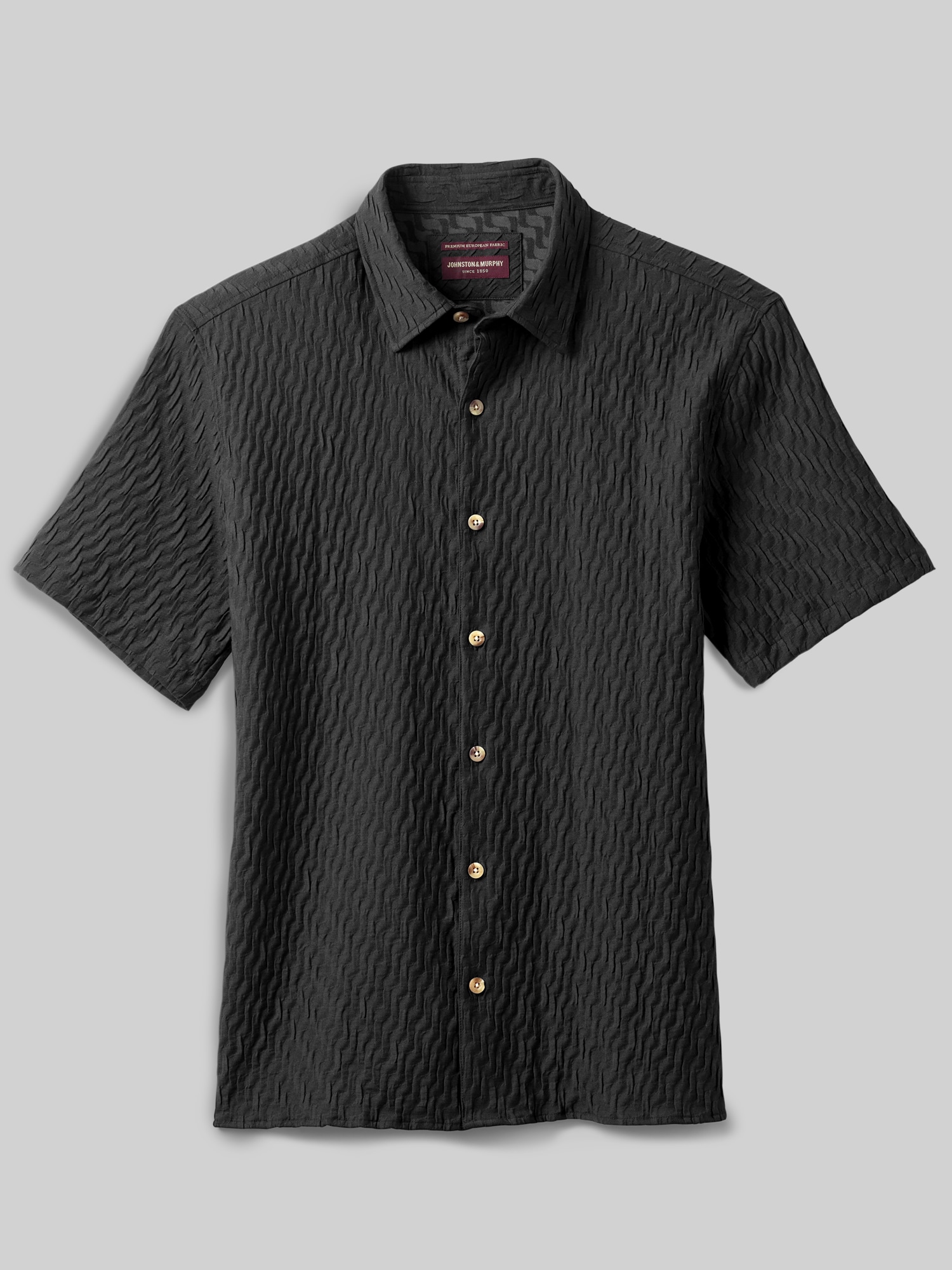 Regular Fit Monterey Textured Short Sleeve Button Up Shirt