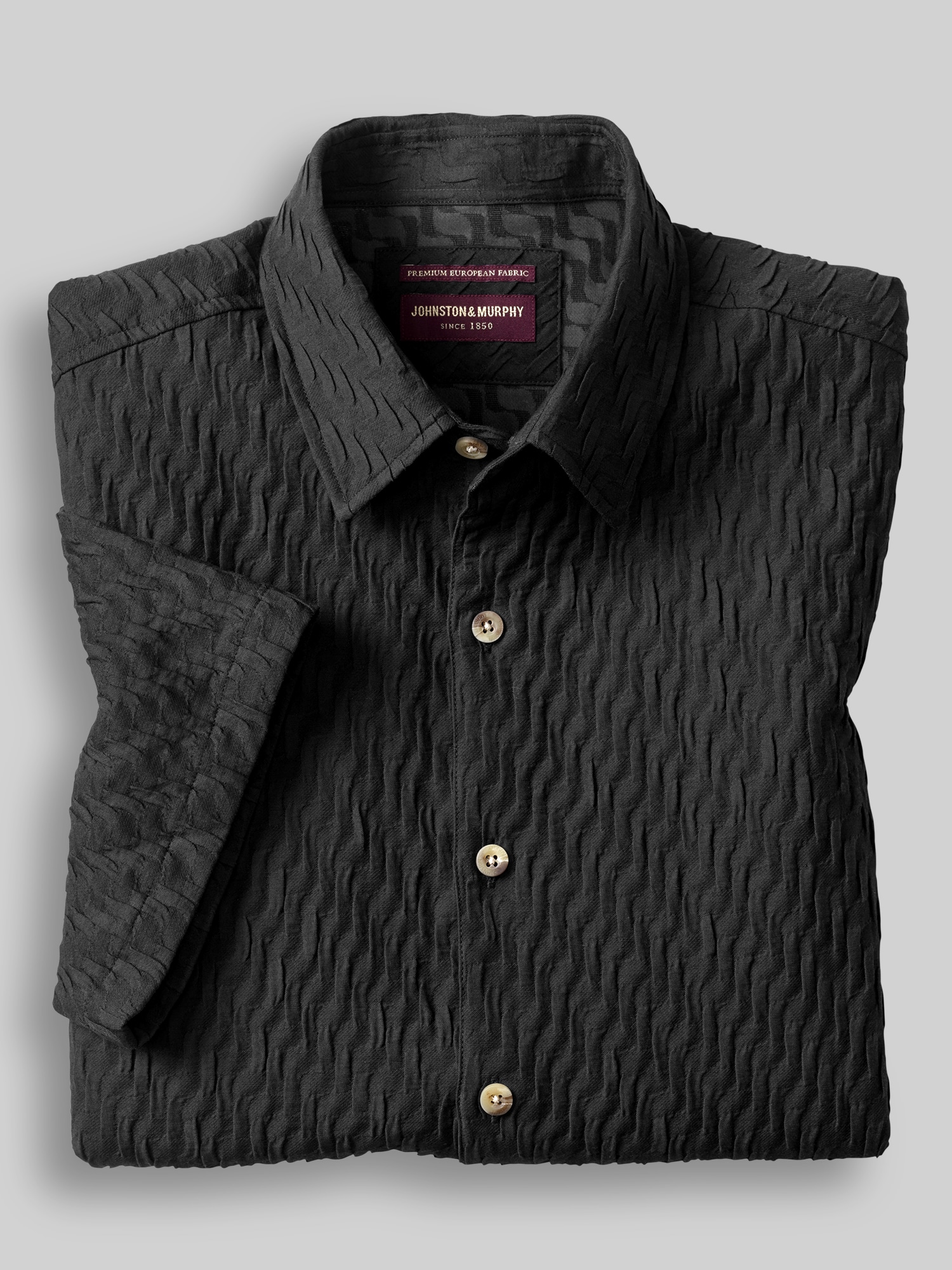Regular Fit Monterey Textured Short Sleeve Button Up Shirt