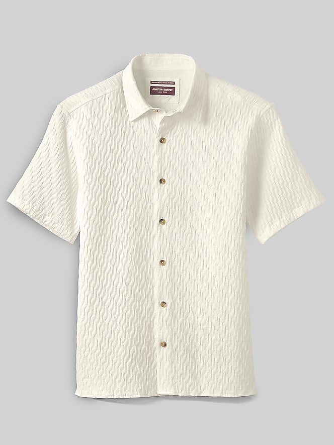 Johnston &Amp; Murphy Regular Fit Monterey Textured Short Sleeve Button Up Shirt