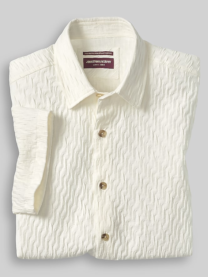 Johnston &Amp; Murphy Regular Fit Monterey Textured Short Sleeve Button Up Shirt