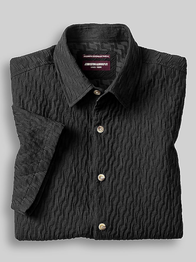 Johnston &Amp; Murphy Regular Fit Monterey Textured Short Sleeve Button Up Shirt