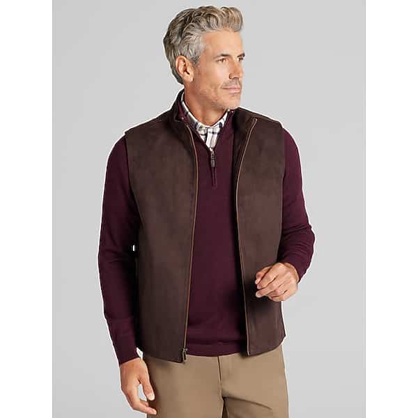 Joseph Abboud Big & Tall Men's Modern Fit Faux Suede Vest Brown - Size: XXL